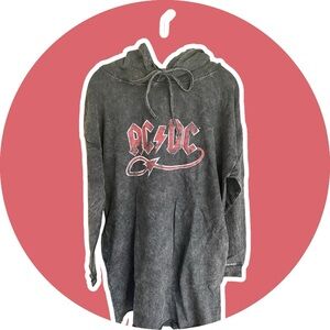 Vintage Canvas AC/DC Women's Mineral Wash Gray Hoodie Dress